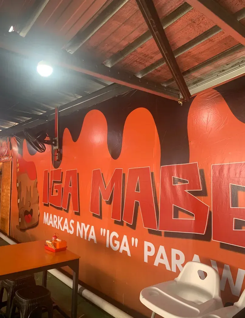 Mural oranye bertuliskan IGA MABES, Markas nya Iga Para Warga
